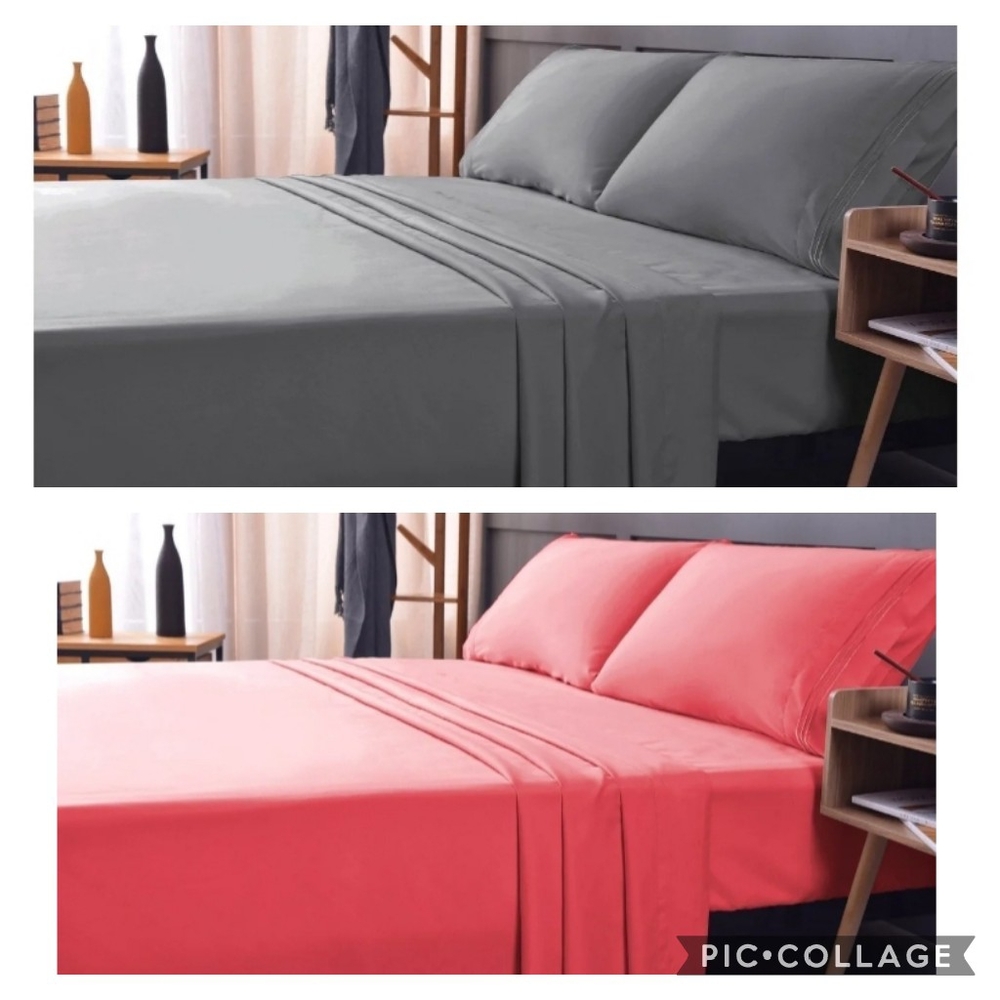Lux Bed Sheet Set | KING |  choose ONE color | GRAY or CORAL